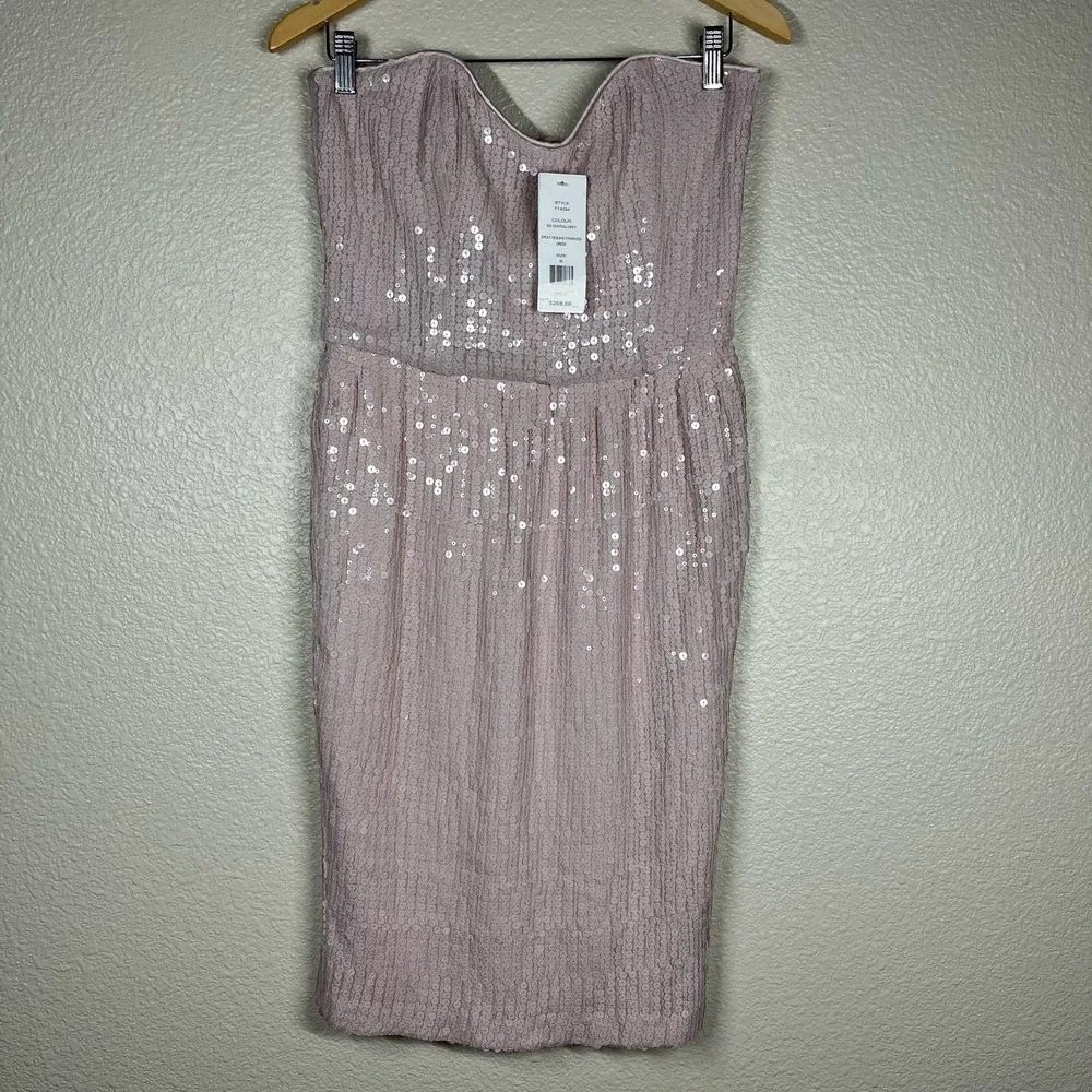 French‎ Connection Spicey Sequin Strapless Mini Dress Grey/Pink Spicy Size 8